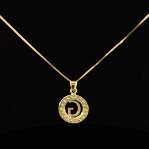10K Real Gold CZ Round Initial Charm with Box Chain