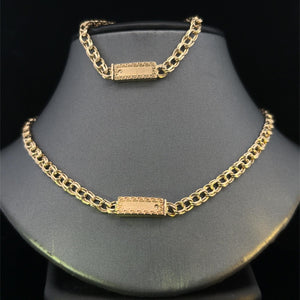 10k Real Gold 4.5mm Gold Chino Chain & Bracelet with Greek Style Border Lock