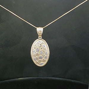 10K Real Gold Two-Tone Oval Nugget Charm with Box Chain
