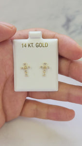 14K Gold Cross Earrings