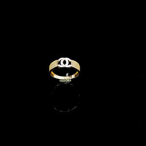 10K Solid Two Tone Yellow & White Gold CC Cz Ring For Women
