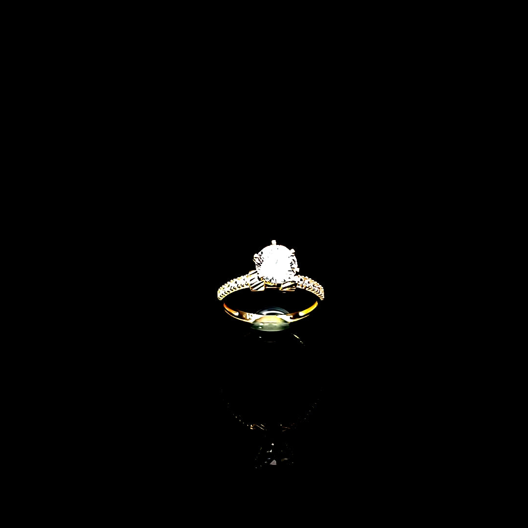 10K Solid Yellow Gold Solitaire Cz Ring For Women