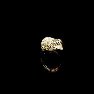 10K Solid Yellow Gold Round Snake CZ Ring For Women