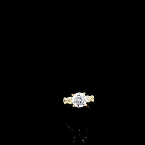 10K Solid Yellow Gold Solitaire Cz Ring For Women