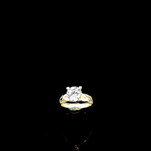 10K Solid Yellow Gold Square Solitaire Cz Ring For Women