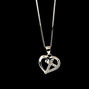 925 Silver Heart CZ Charm