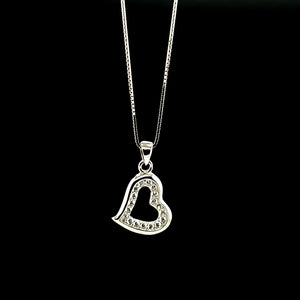 925 Silver Heart CZ Charm