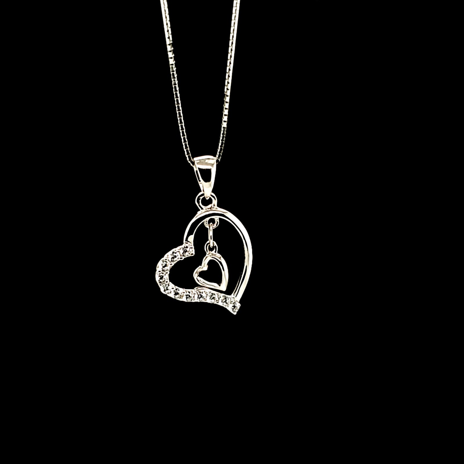 925 Silver Heart CZ Charm