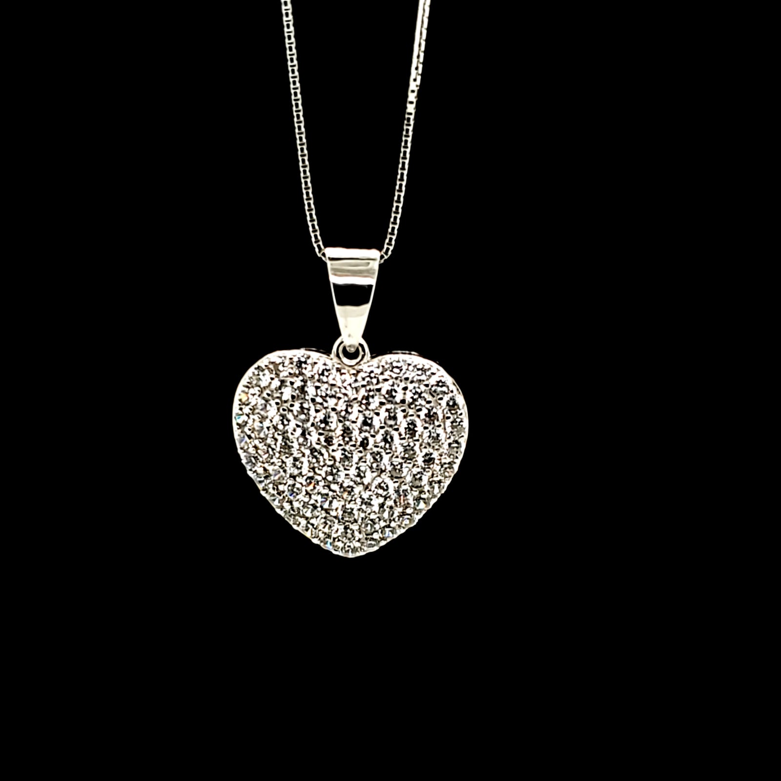 925 Silver Heart CZ Charm