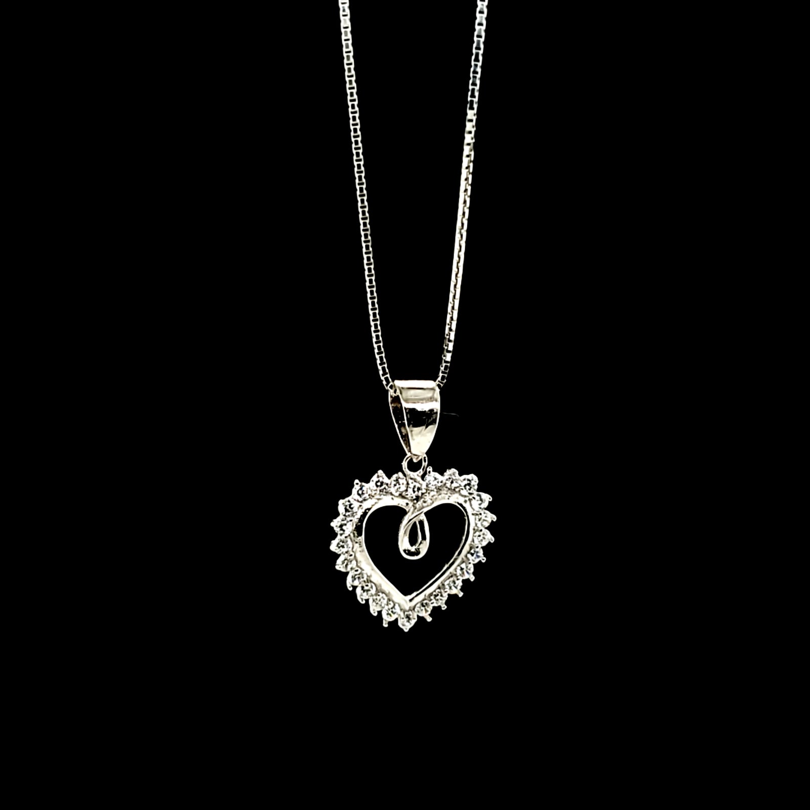 925 Silver Heart CZ Charm