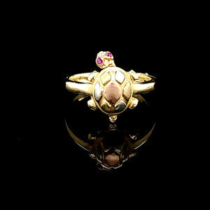 14K Gold Turtle Ring 