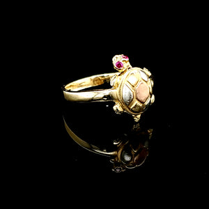 14K Gold Turtle Ring 