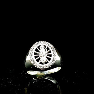 SOLID 925 STERLING SILVER (MADE IN ITALY) HORSESHOE SAINT JUDE RING CZ FOR MEN