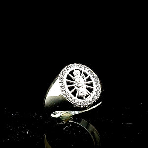 SOLID 925 STERLING SILVER (MADE IN ITALY) HORSESHOE SAINT JUDE RING CZ FOR MEN