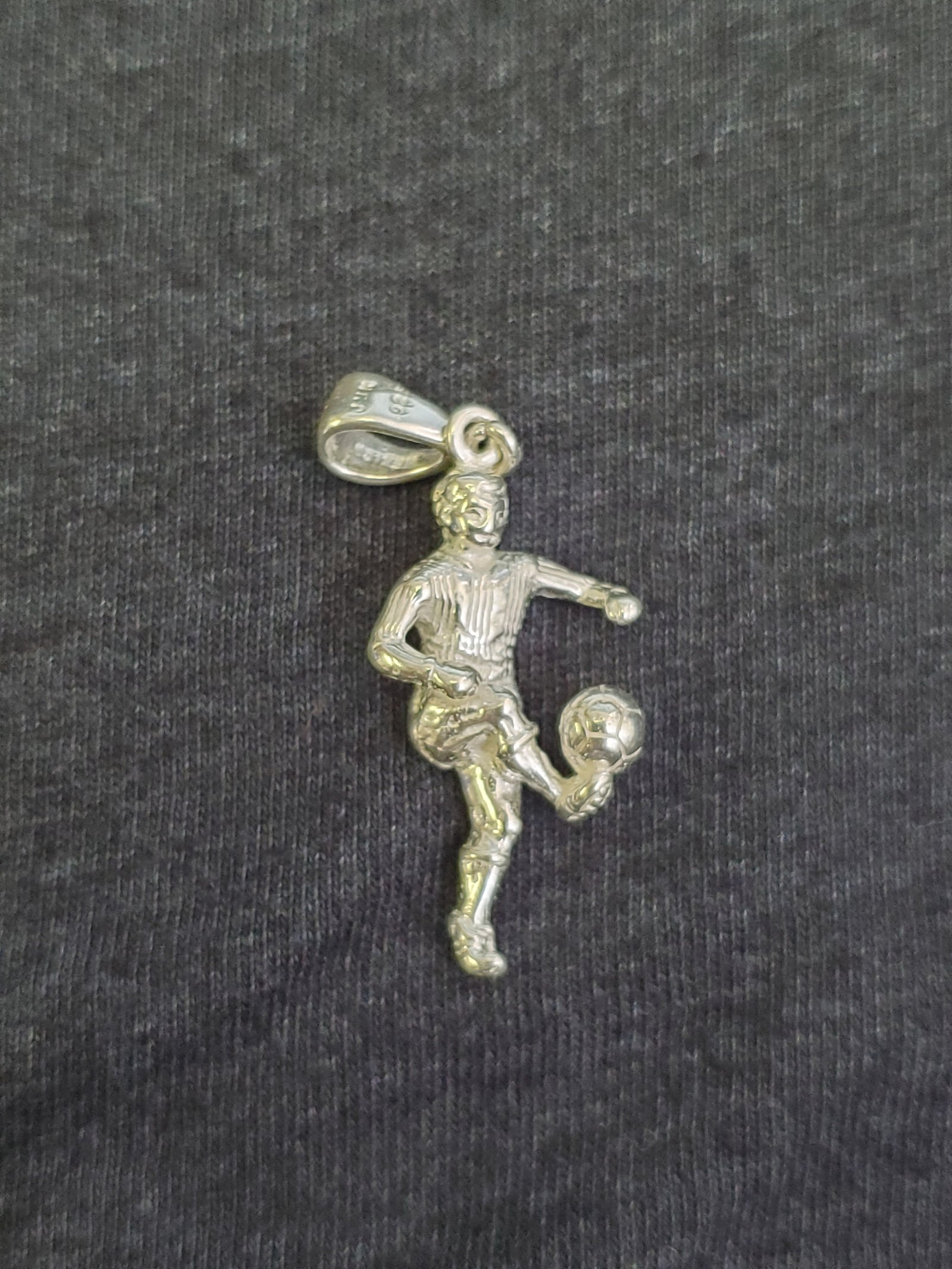 925 Silver Running Soccer Player Charm