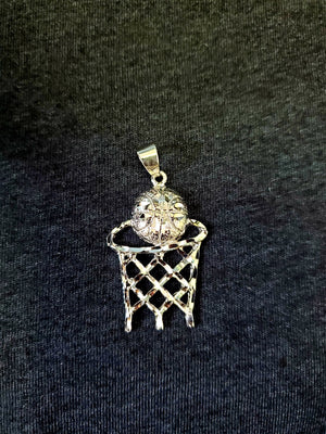 925 Silver Basketball Net Charm