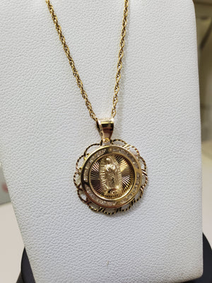 10K Gold CZ Round m. Mary Charm