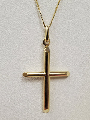 14K  Gold Tube Cross Charm