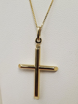 14K  Gold Tube Cross Charm