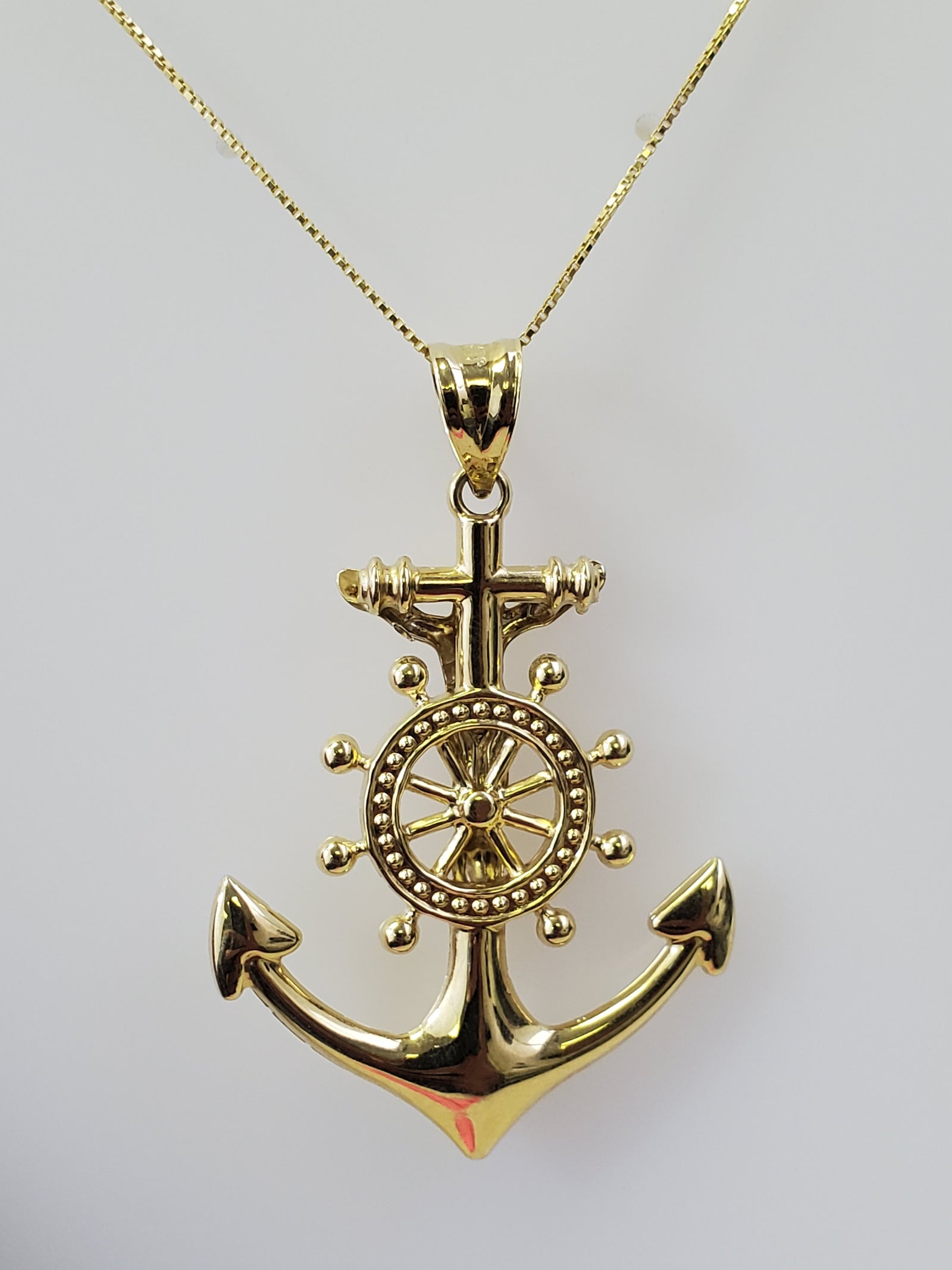 10K Two Tone Jesus Double Sided Anchor Charm