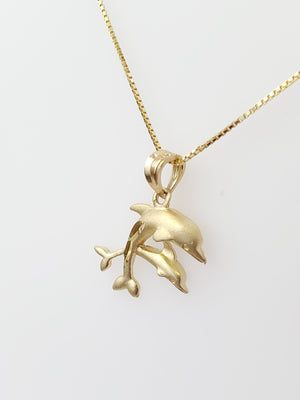 10K Gold Double Dolphin Charm