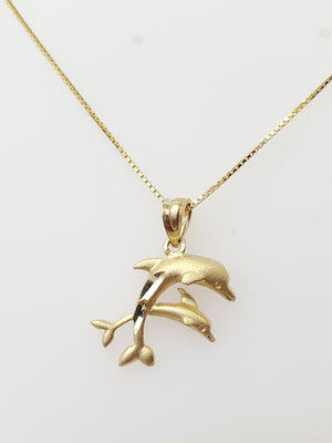 10K Gold Double Dolphin Charm