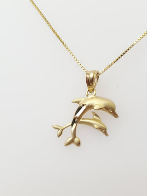 10K Gold Double Dolphin Charm