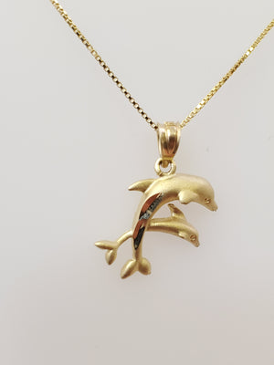 10K Gold Double Dolphin Charm