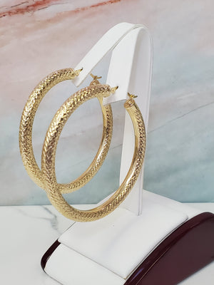 10K Gold Diamond Cut Tube Earrings