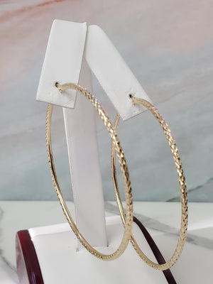10K Gold Diamond Cut Hoop Earrings