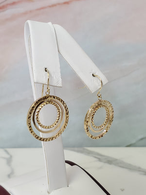 10K Gold  Round Dangle Earrings