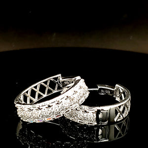 925 Silver CZ Baguette Fancy Earrings