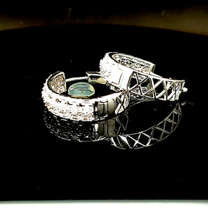 925 Silver CZ Baguette Fancy Earrings