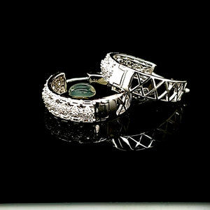 925 Silver CZ Baguette Fancy Earrings