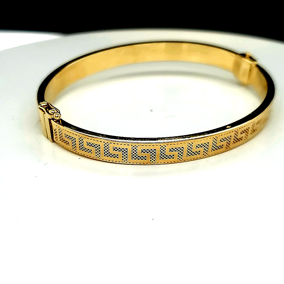 10K Gold Greek Bangle Bracelet