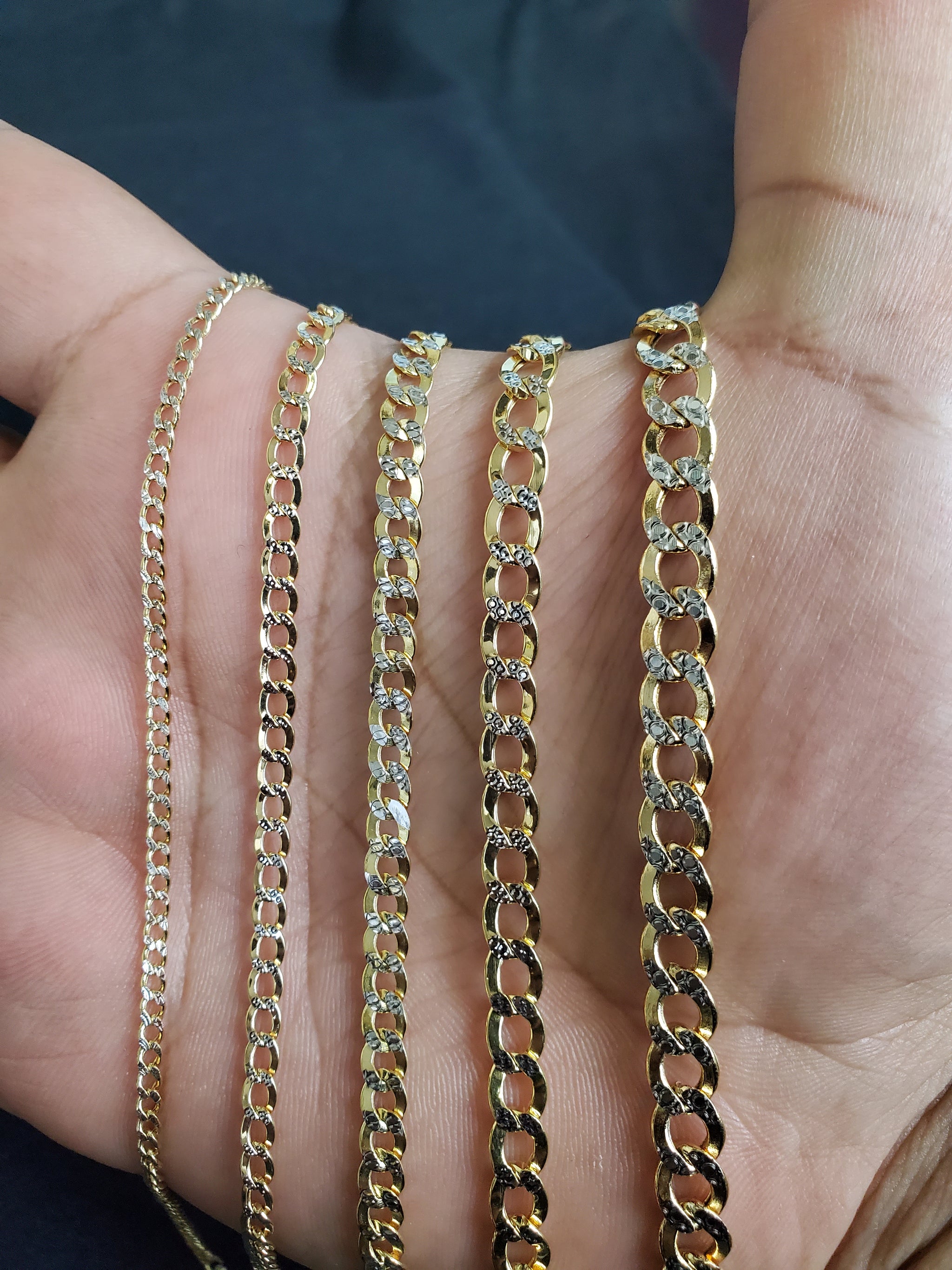 Real 10K Two Tone Gold Hollow Cuban Men Women Bracelet Gold Depot Inc