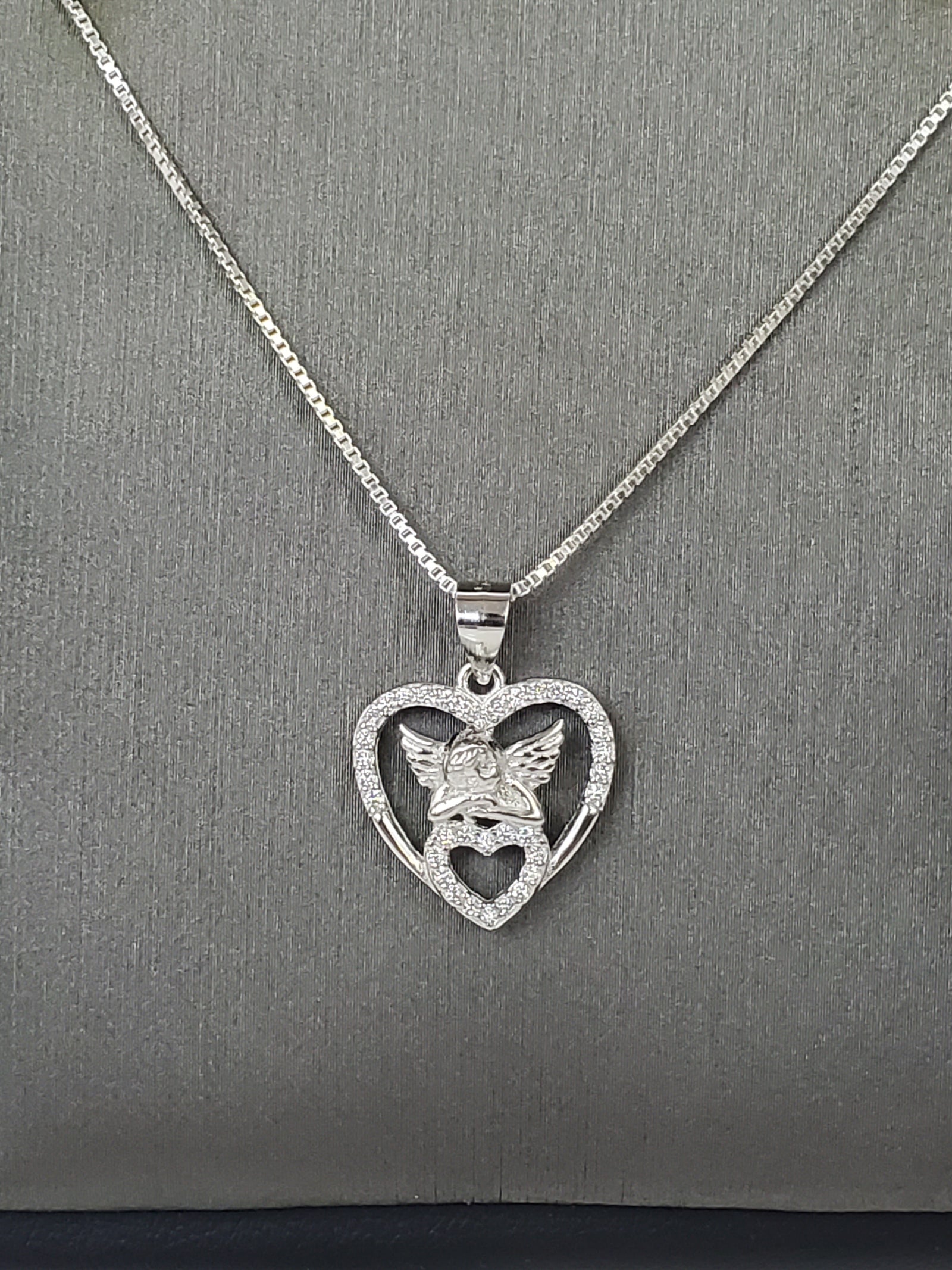 925 Silver Heart Cz Charm