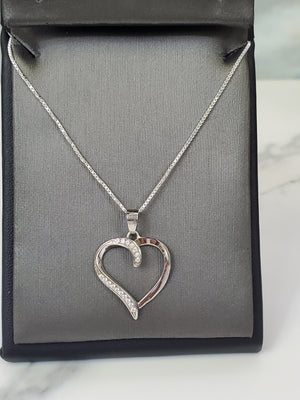 925 Silver Heart Cz Charm