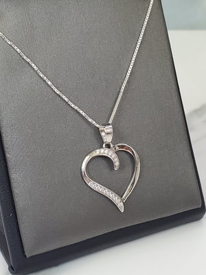 925 Silver Heart Cz Charm