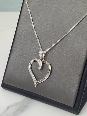 925 Silver Heart Cz Charm