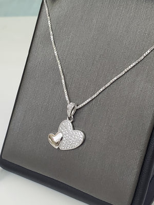 925 Silver Heart Cz Charm