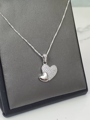 925 Silver Heart Cz Charm