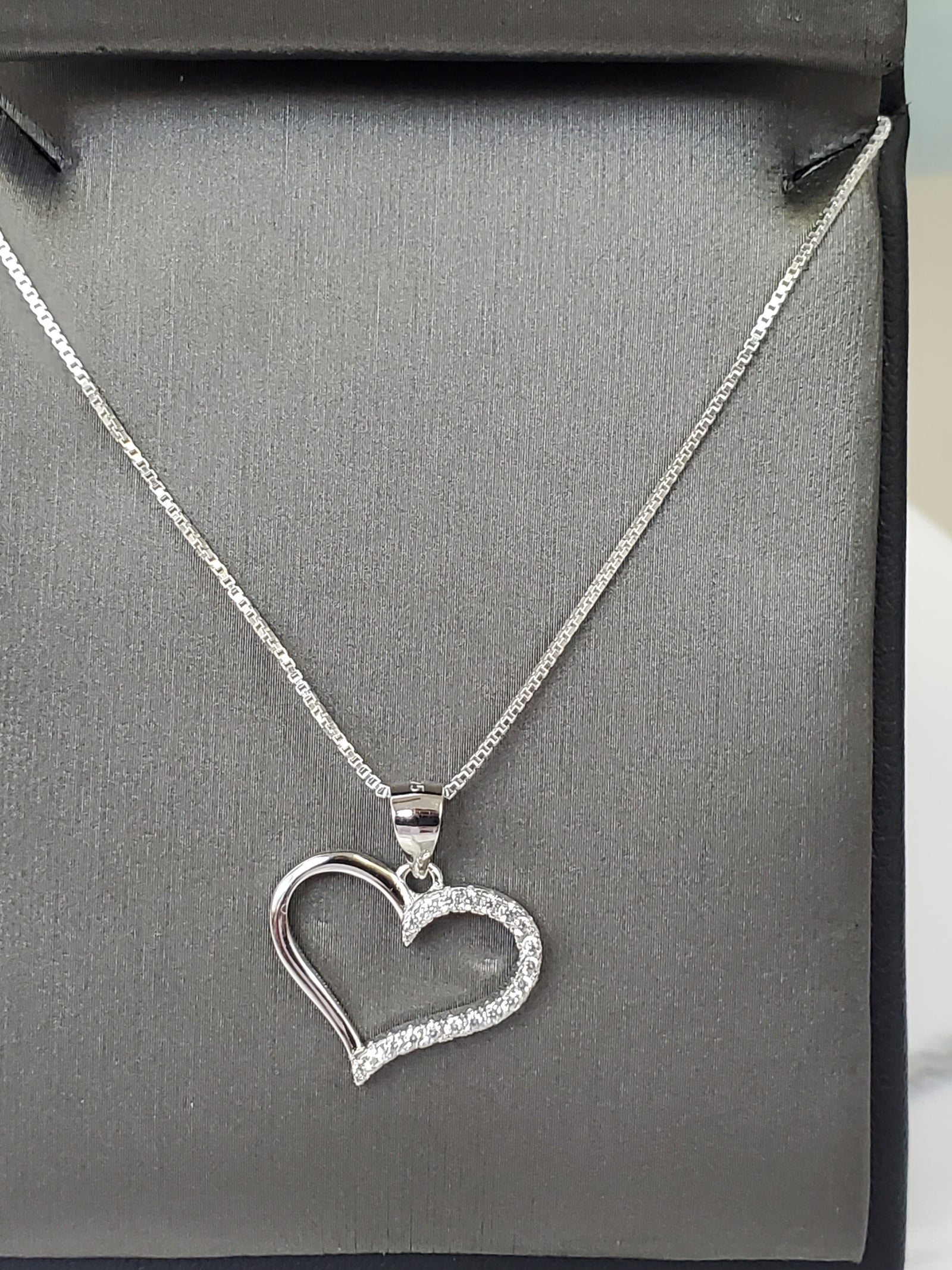 925 Silver Heart Cz Charm