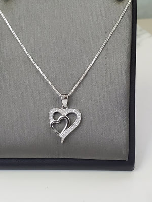 925 Silver Heart Cz Charm