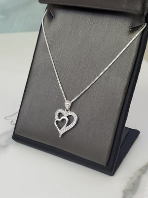 925 Silver Heart Cz Charm