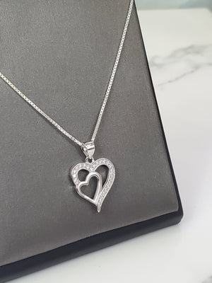 925 Silver Heart Cz Charm