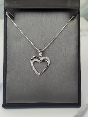 925 Silver Heart Cz Charm