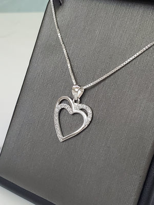 925 Silver Heart Cz Charm