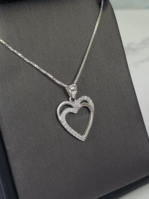 925 Silver Heart Cz Charm