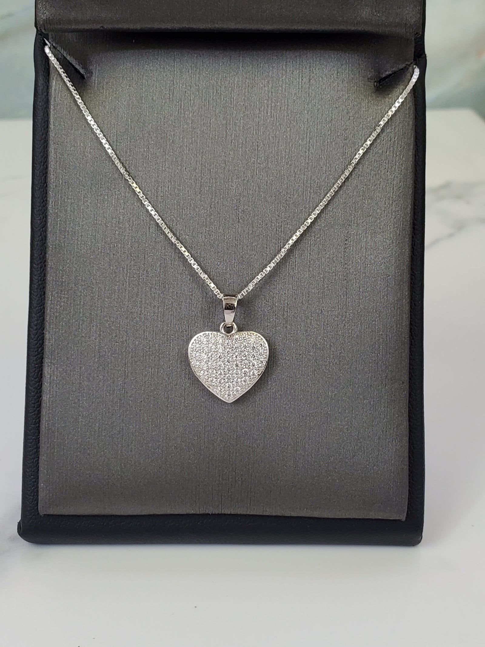 925 Silver Heart Cz Charm